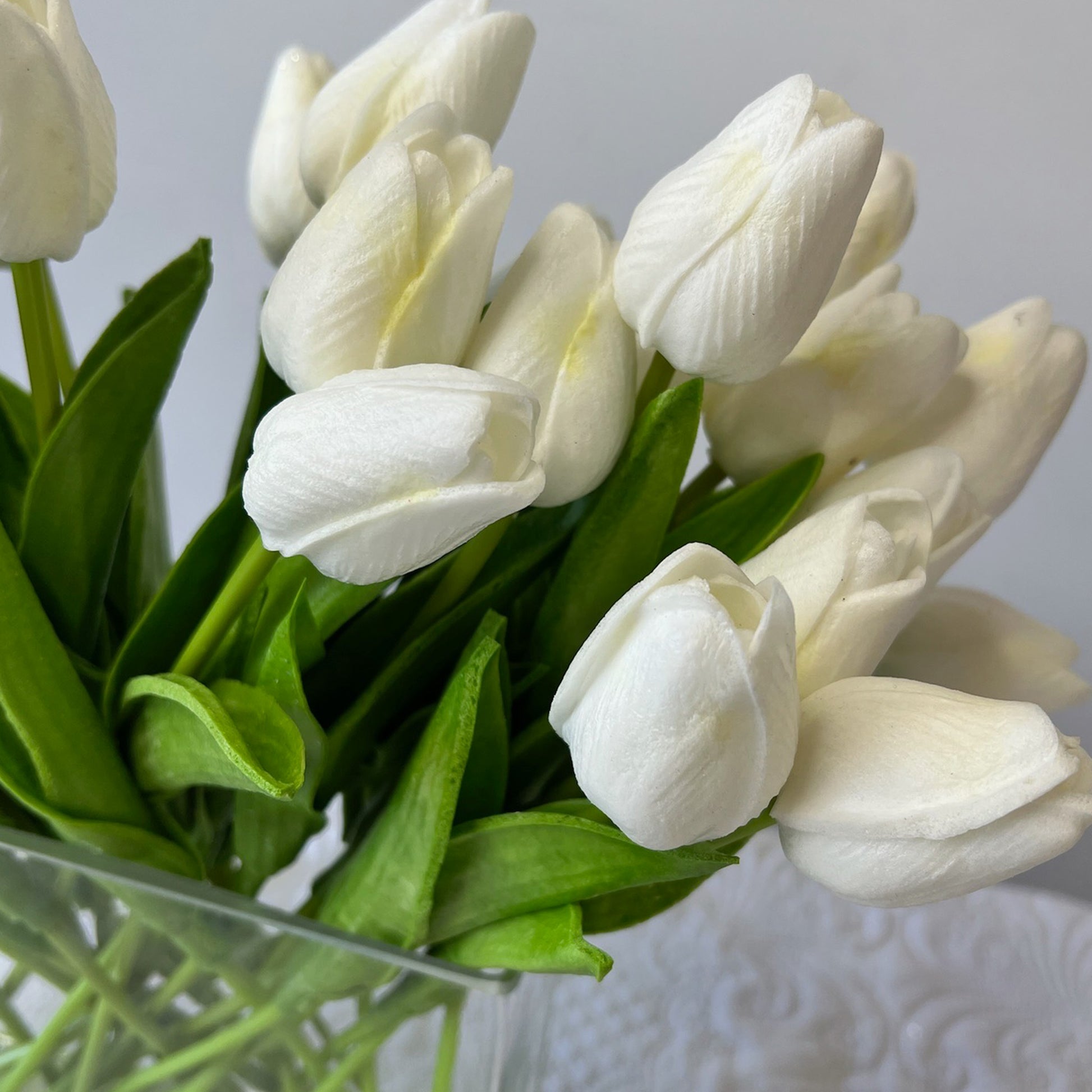 Real Touch White Tulips Artificial Arrangement - HM Grande Flora - artificial flowers Australia - luxury table decor