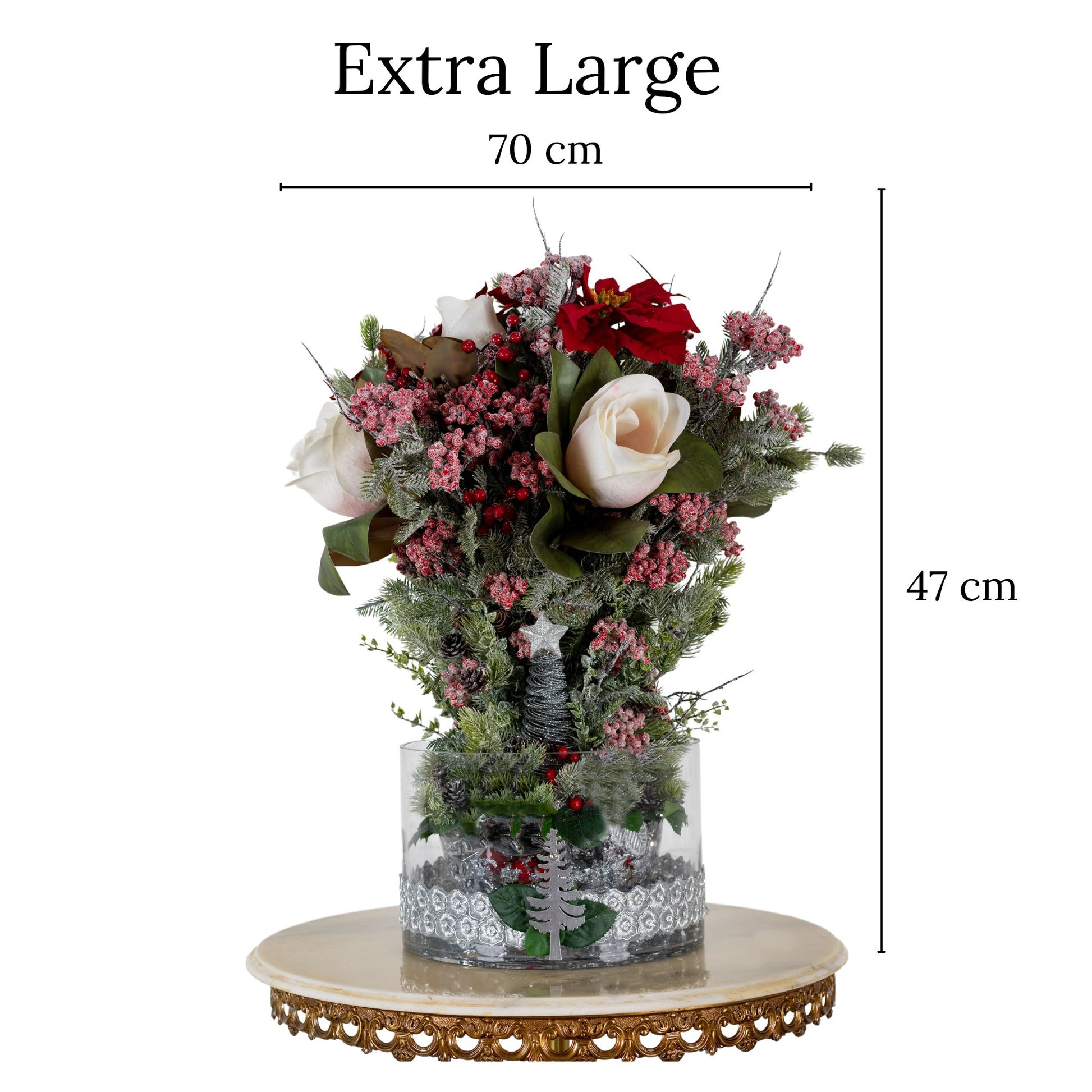Real Touch & Silk Flower Christmas Arrangement - Large "A Touch of Frost" - HM Grande Flora - artificial flowers Australia - luxury table decor