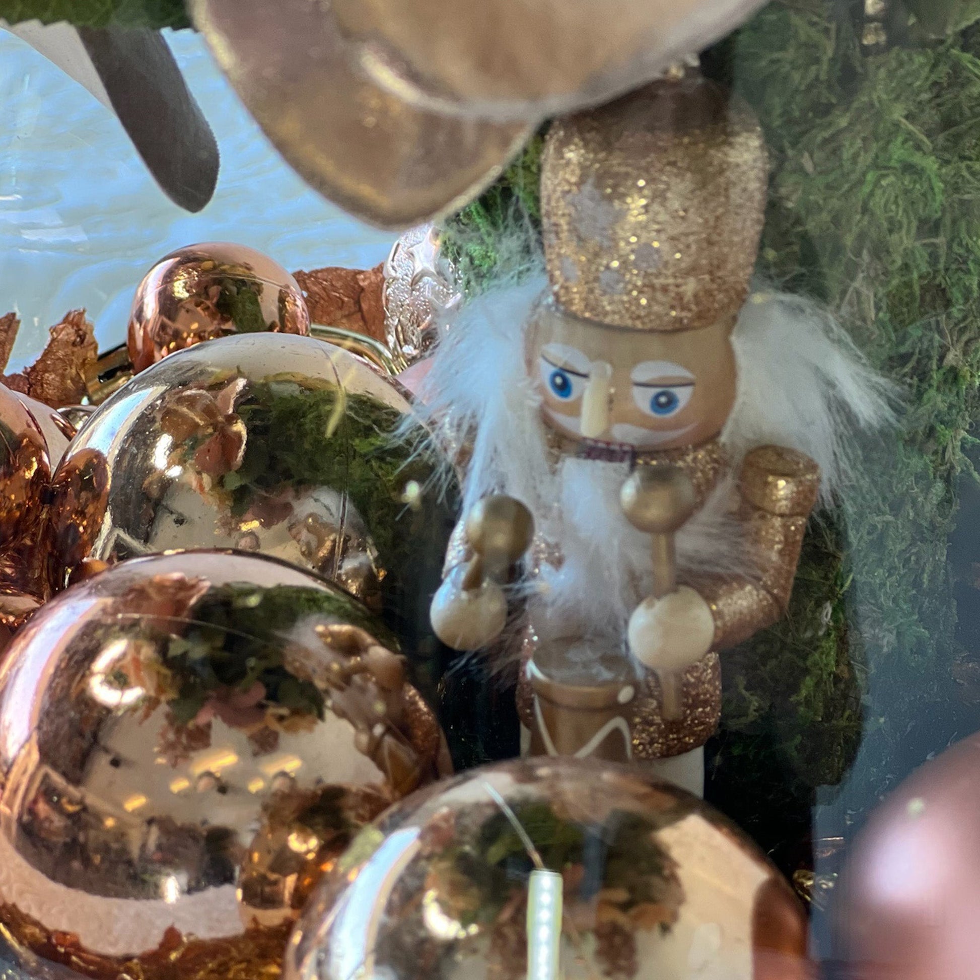 Real Touch & Silk Fake Flower Christmas Arrangement - Large "Rose Gold Nutcracker Celebration" - HM Grande Flora - artificial flowers Australia - luxury table decor