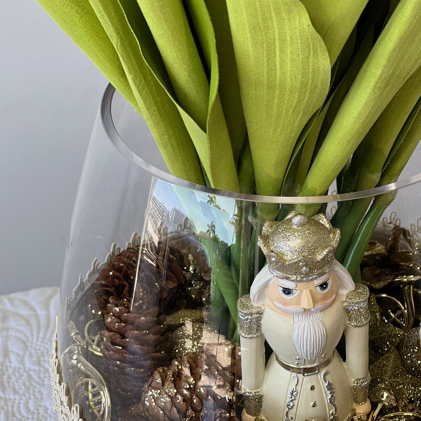 Silk Tulips Christmas Artificial Flower Arrangement - Large "Tulips on Guard" - HM Grande Flora - artificial flowers Australia - luxury table decor